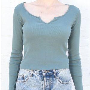 brandy melville richie long sleeve top- viridian green